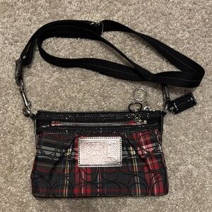 Vintage Coach Poppy Signature Tartan Plaid Glitter Crossbody Bag